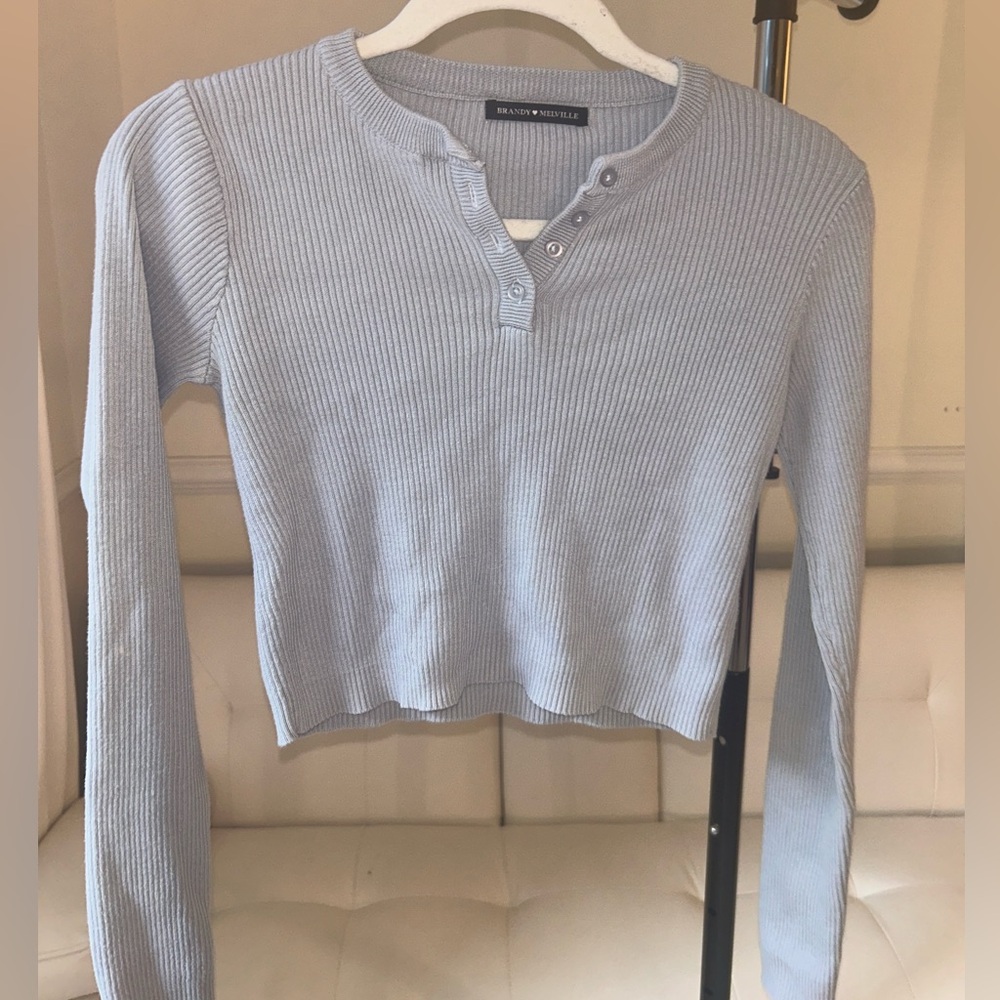 Brandy Melville Blue Cropped Sweater Top